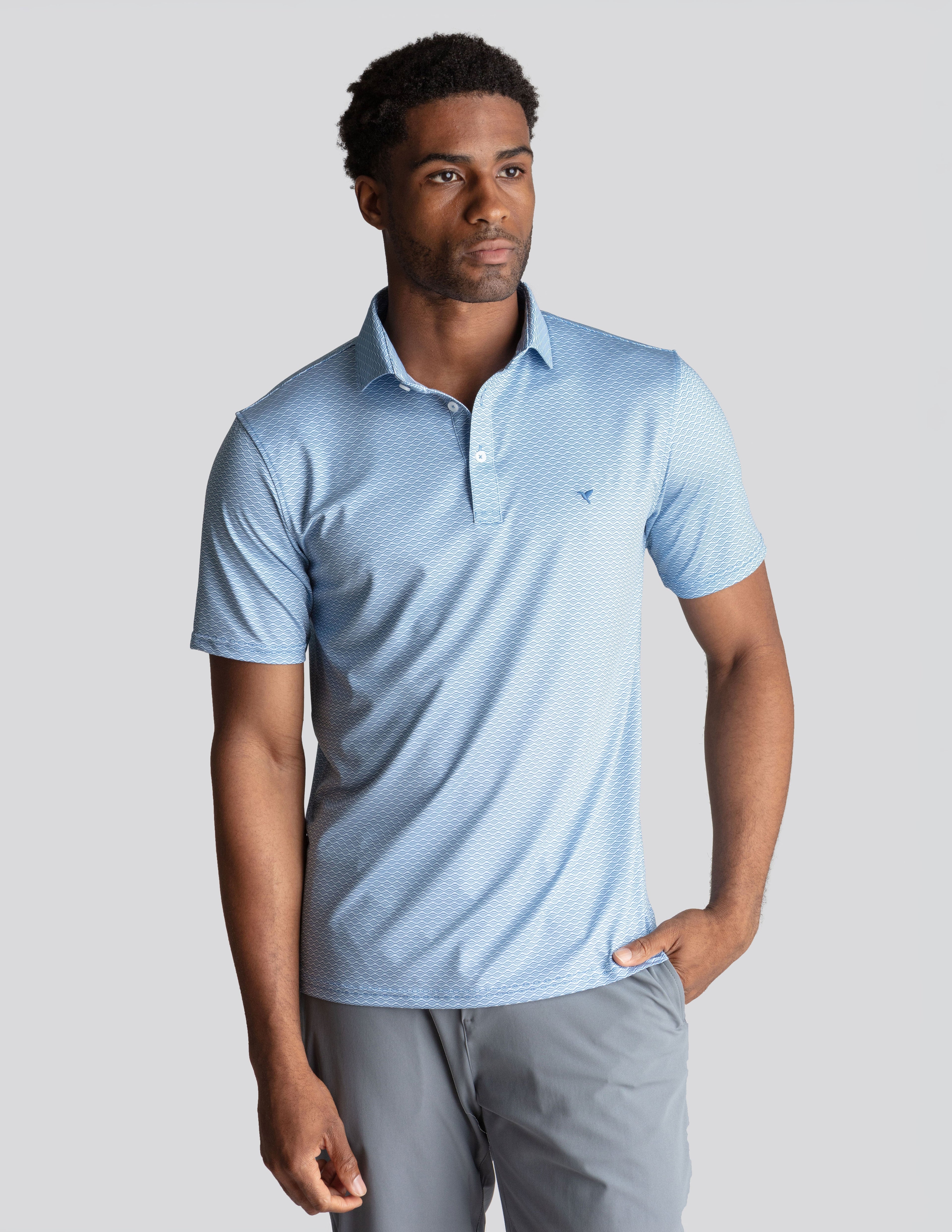 NoFlop Golf Polo - Blue Wave (The Cart Barn Celebrity)